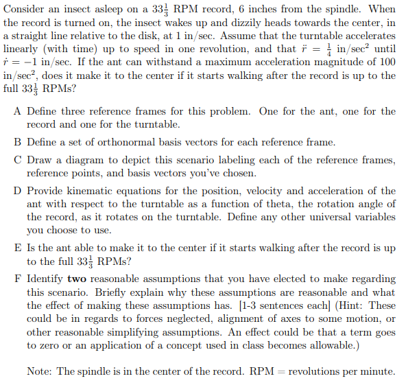 Consider an insect asleep on a 3 3 1 3 RPM