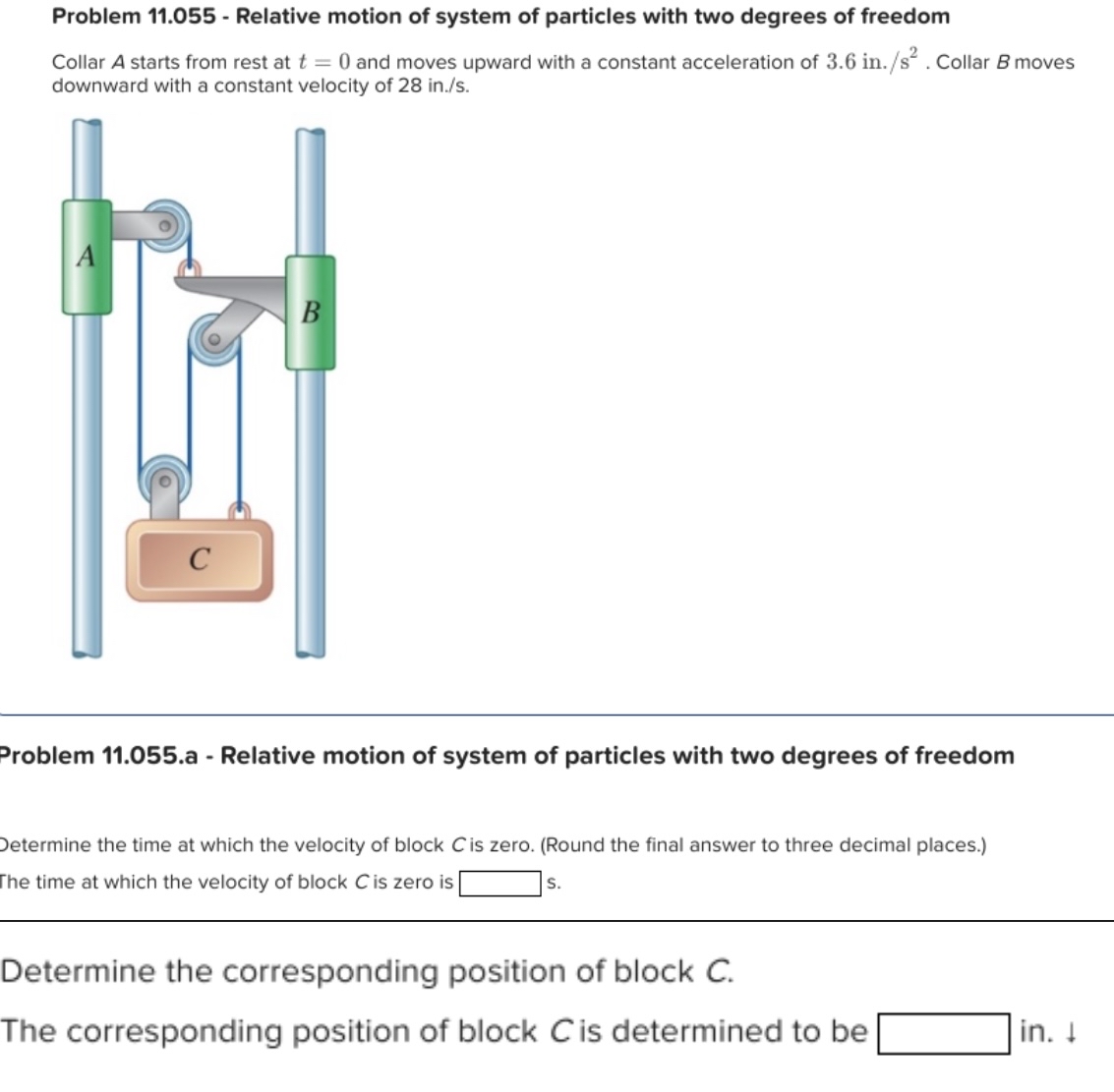 Determine the corresponding position of block C .