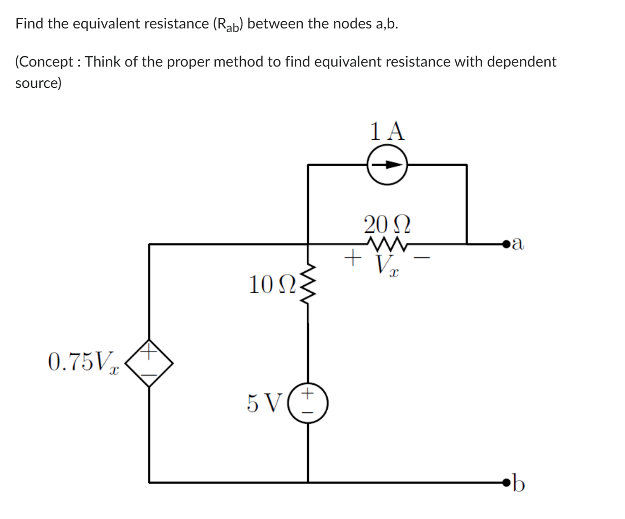 Find the equivalent resistance ( R a b ) between