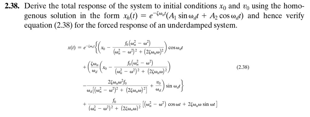 2 . 3 8 . Derive the total response of the system