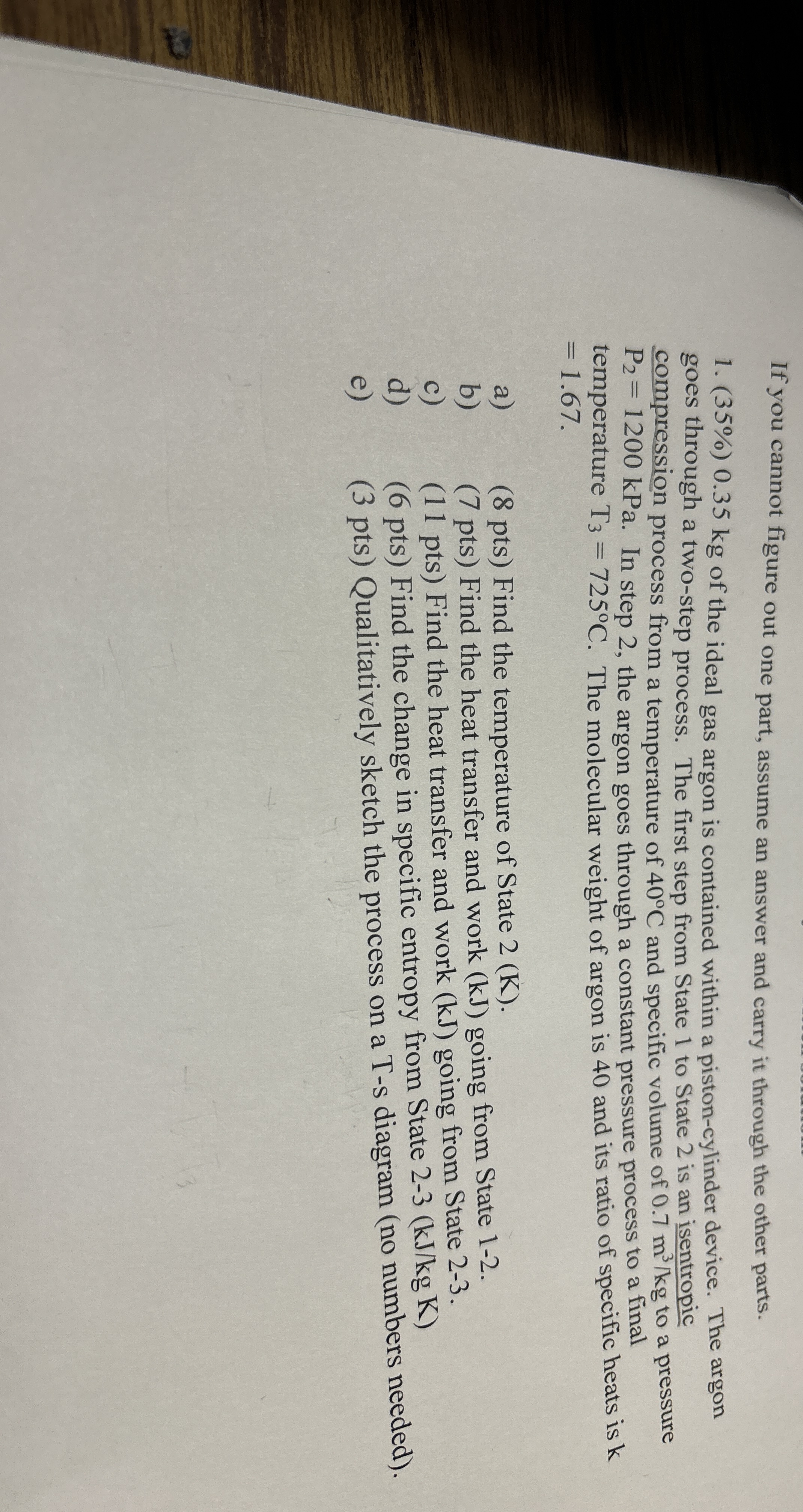( 3 5 % ) 0 . 3 5 k g of the ideal gas argon is