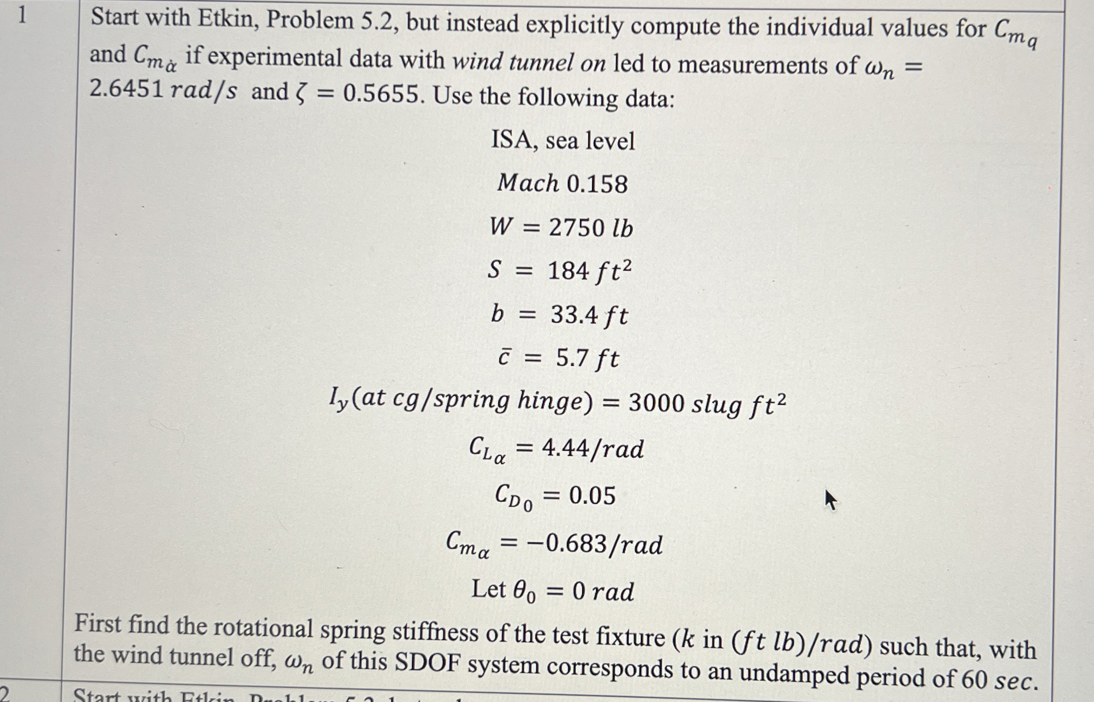 Start with Etkin, Problem 5 . 2 , but instead