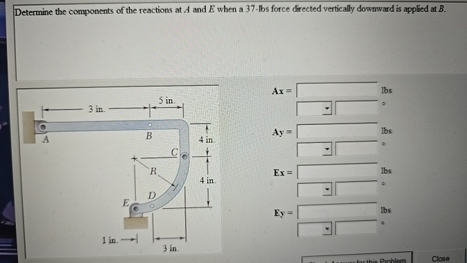 Determine the components of the reactions at A