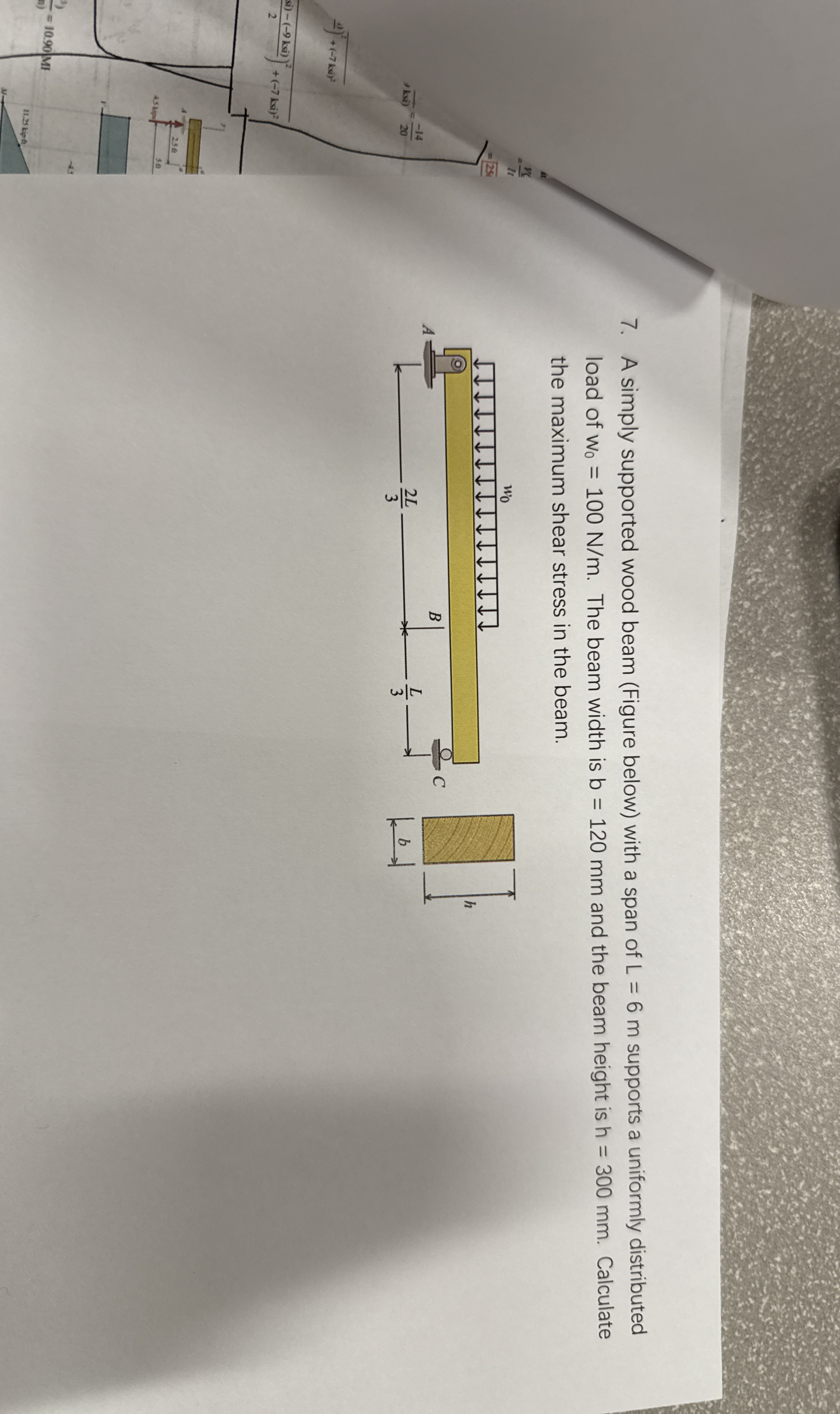 A simply supported wood beam ( Figure below )
