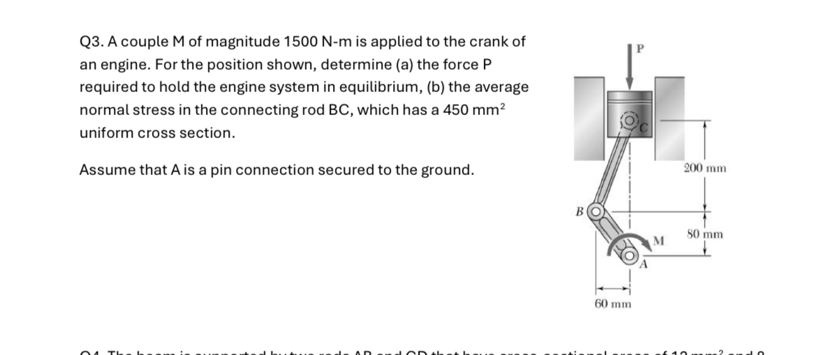 Q 3 . A couple M of magnitude 1 5 0 0 N - m is