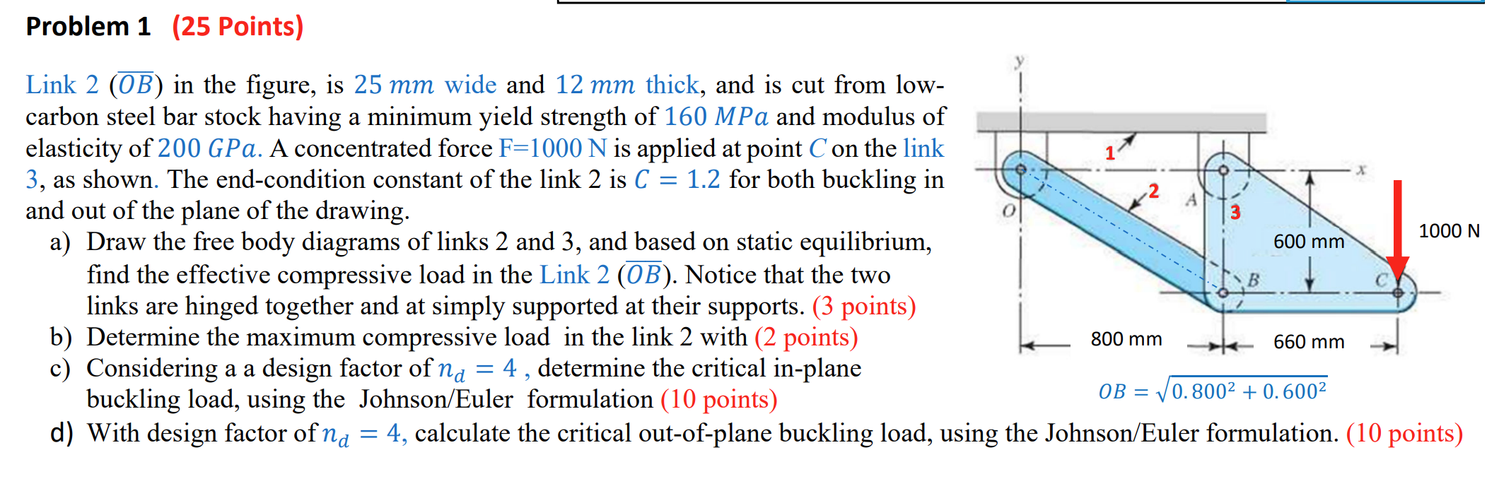 Problem 1 ( 2 5 Points ) Link \ ( 2 ( \ overline