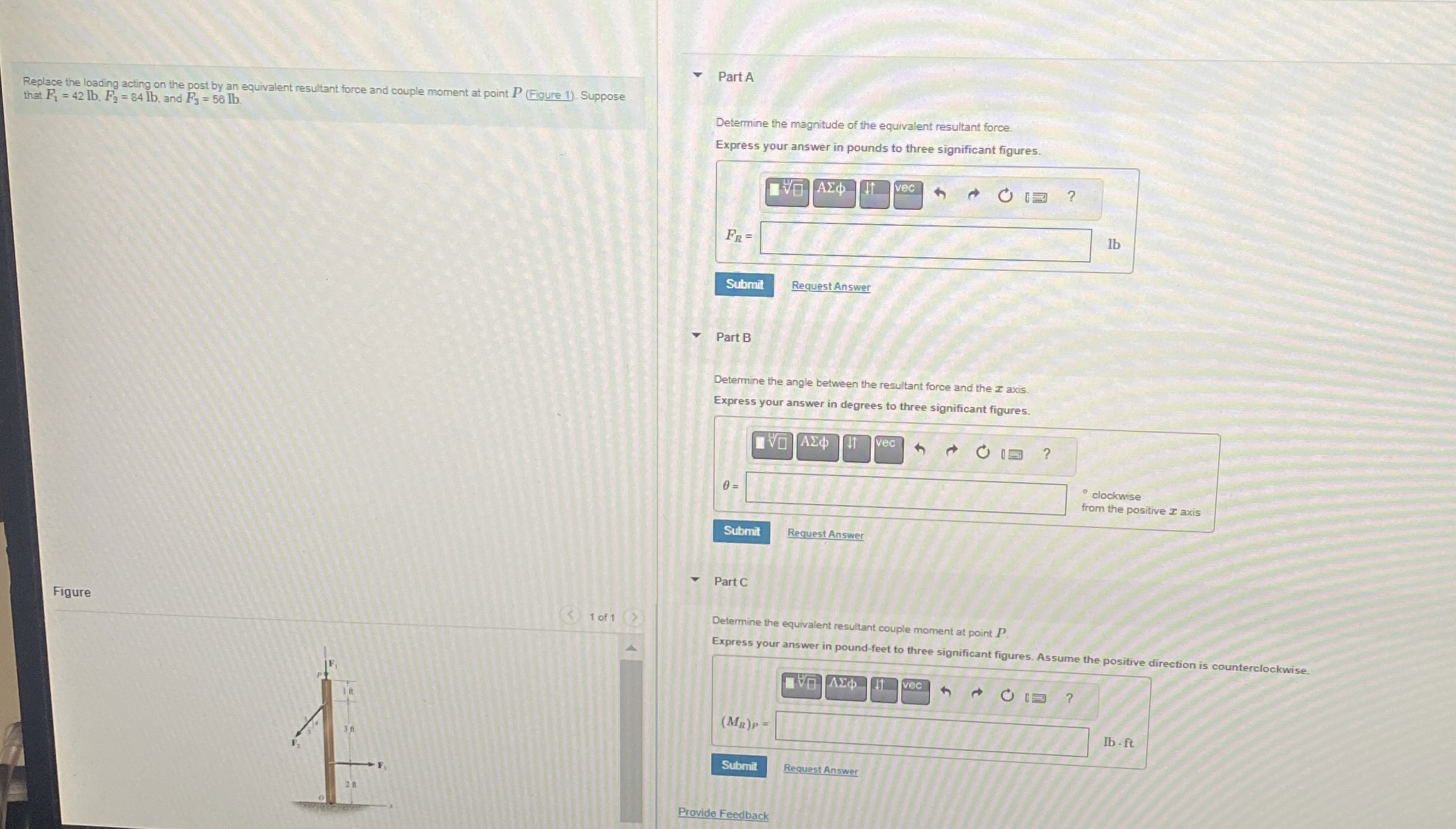 Replace the loading acting on the post by an
