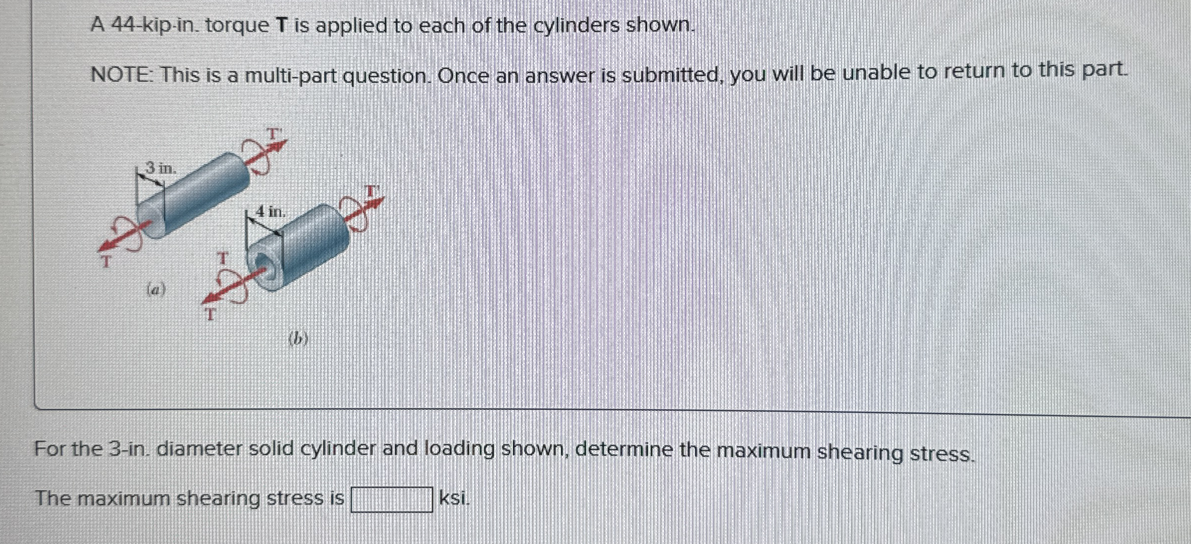 For the 3 - in . diameter solid cylinder and