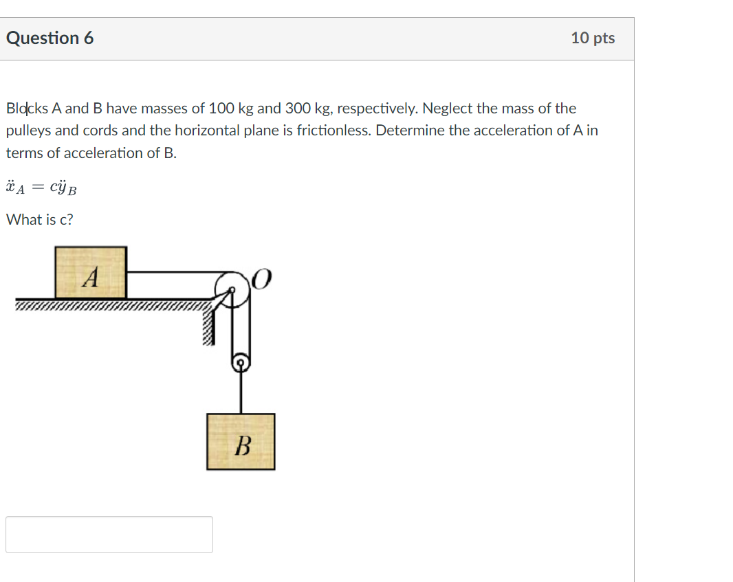 Question 6 Bldcks A and B have masses of 1 0 0 kg