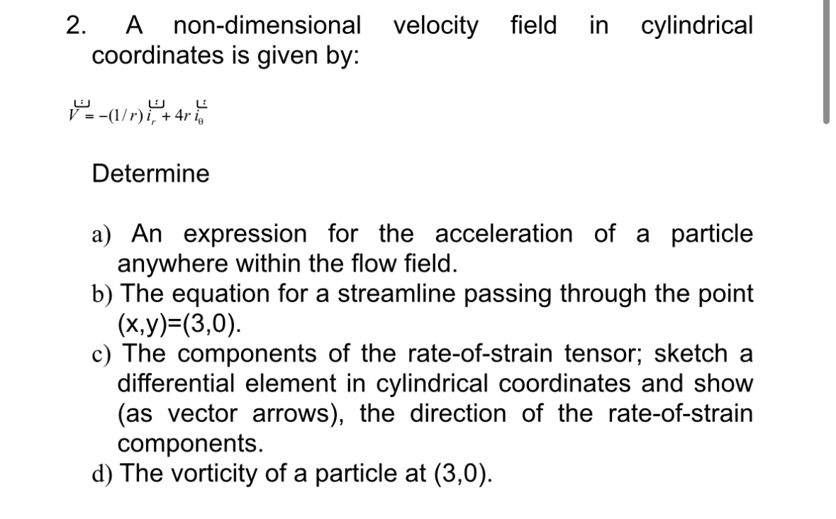 A non - dimensional velocity field in cylindrical