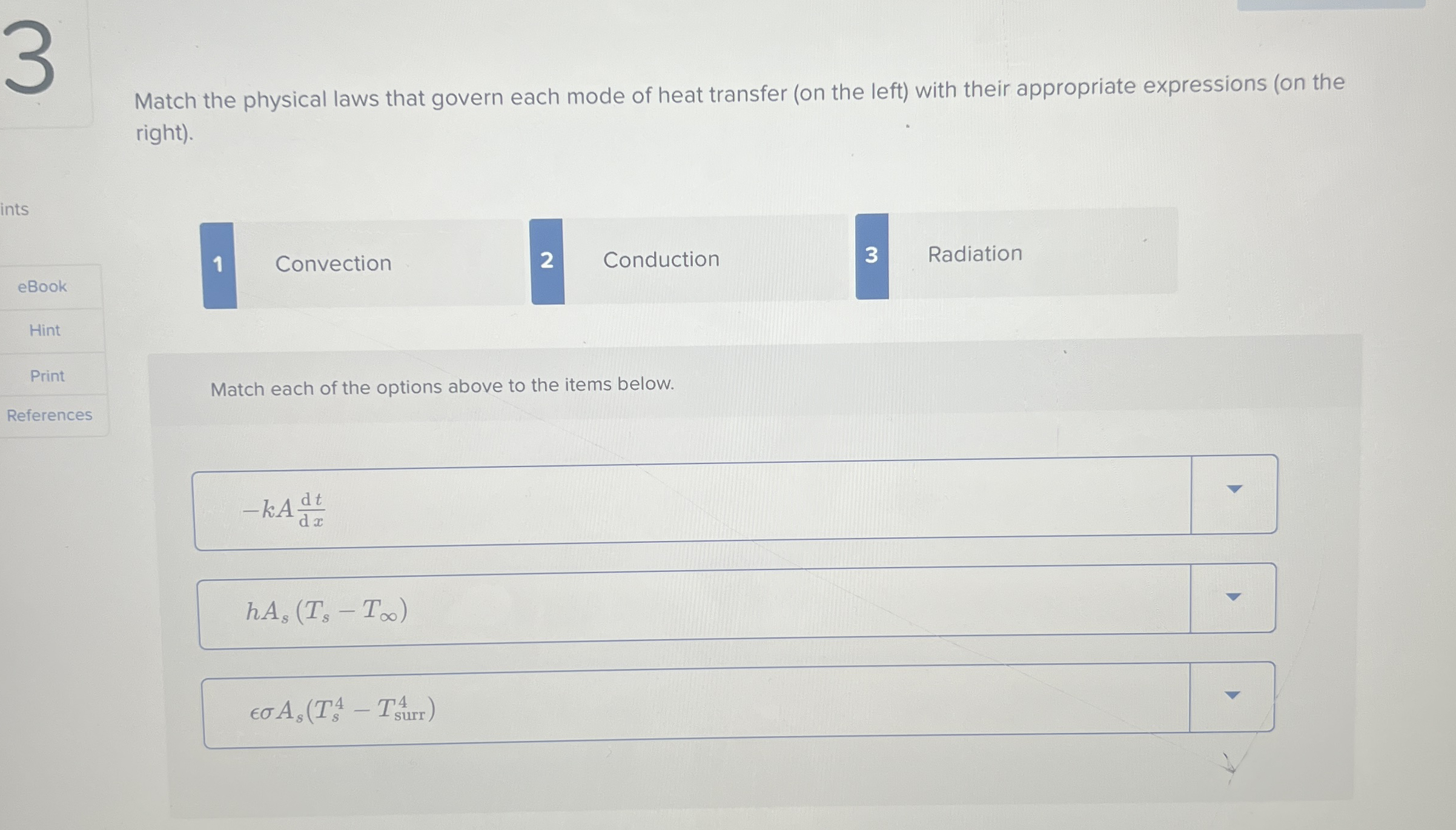 Match the physical laws that govern each mode of