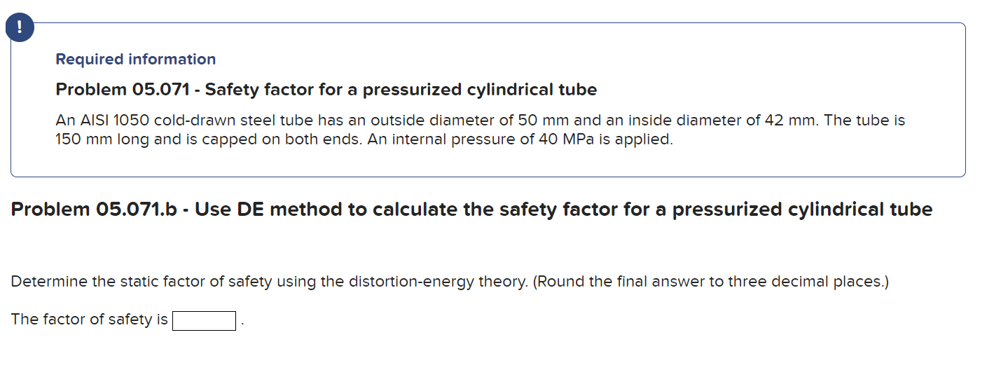 ! Required information Problem 0 5 . 0 7 1 -