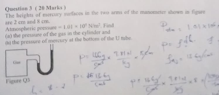 Question 3 ( 2 0 Marks ) The heights of mercury