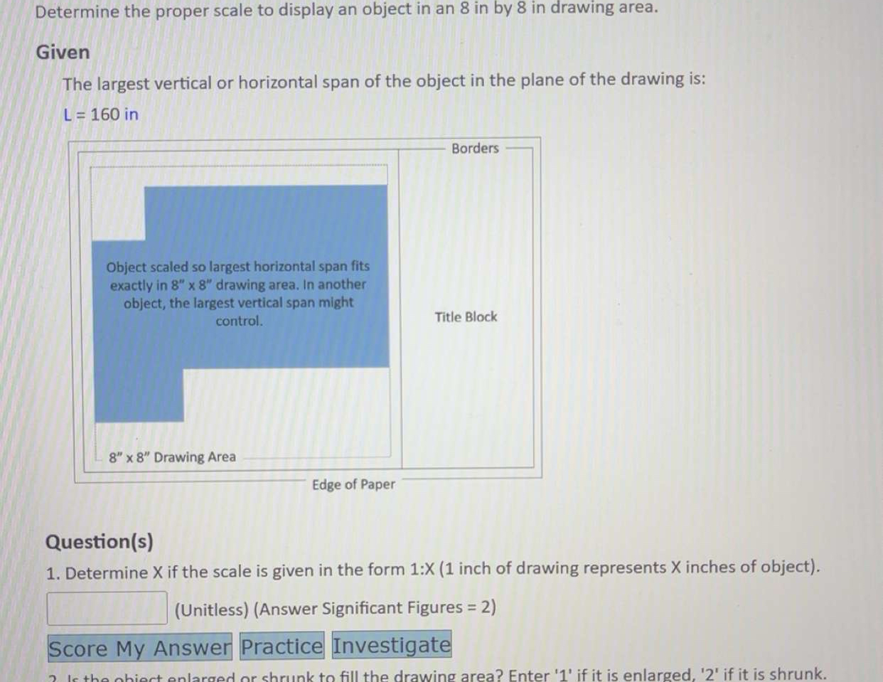 Determine the proper scale to display an object