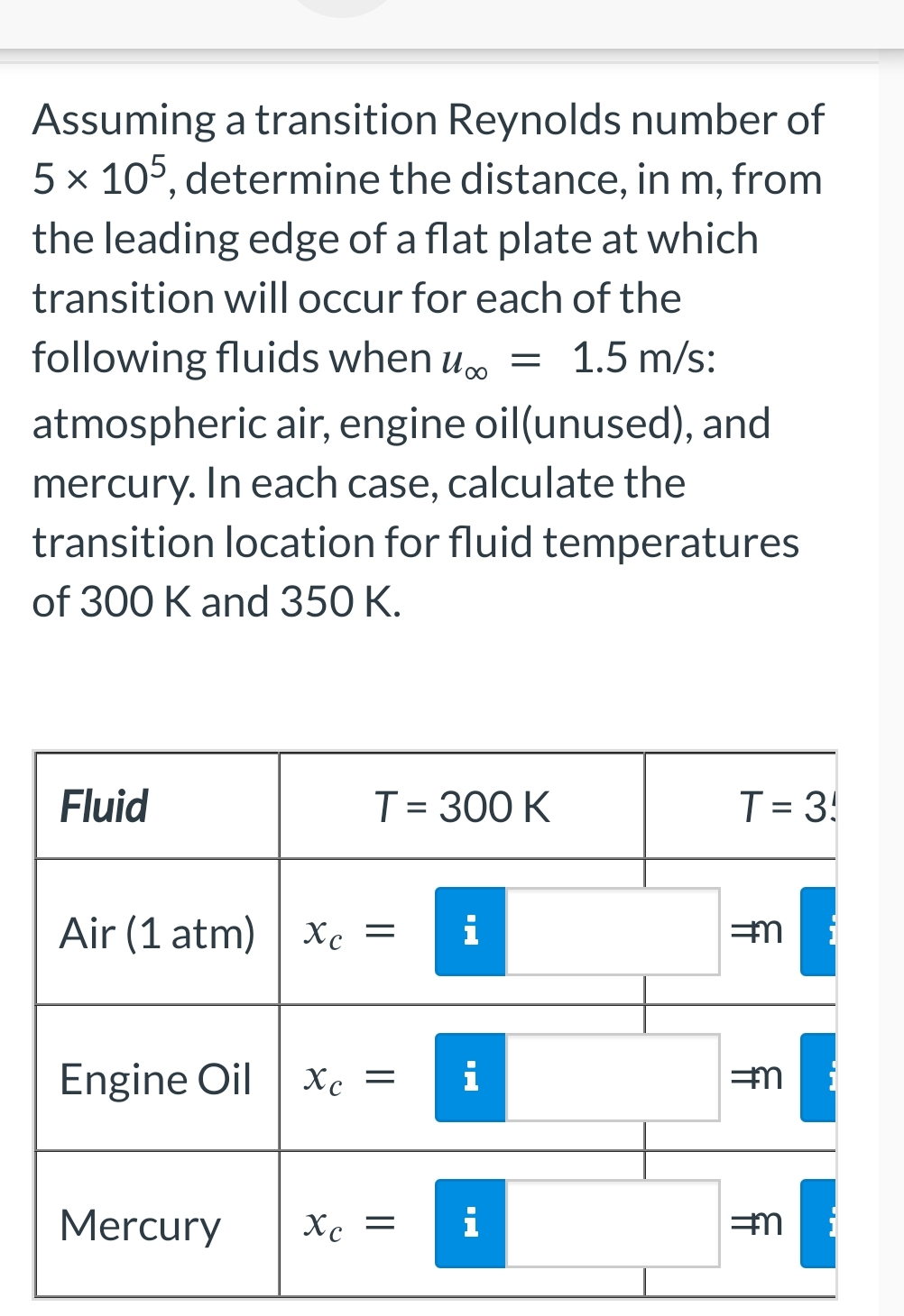 Assuming a transition Reynolds number of 5 1 0 5