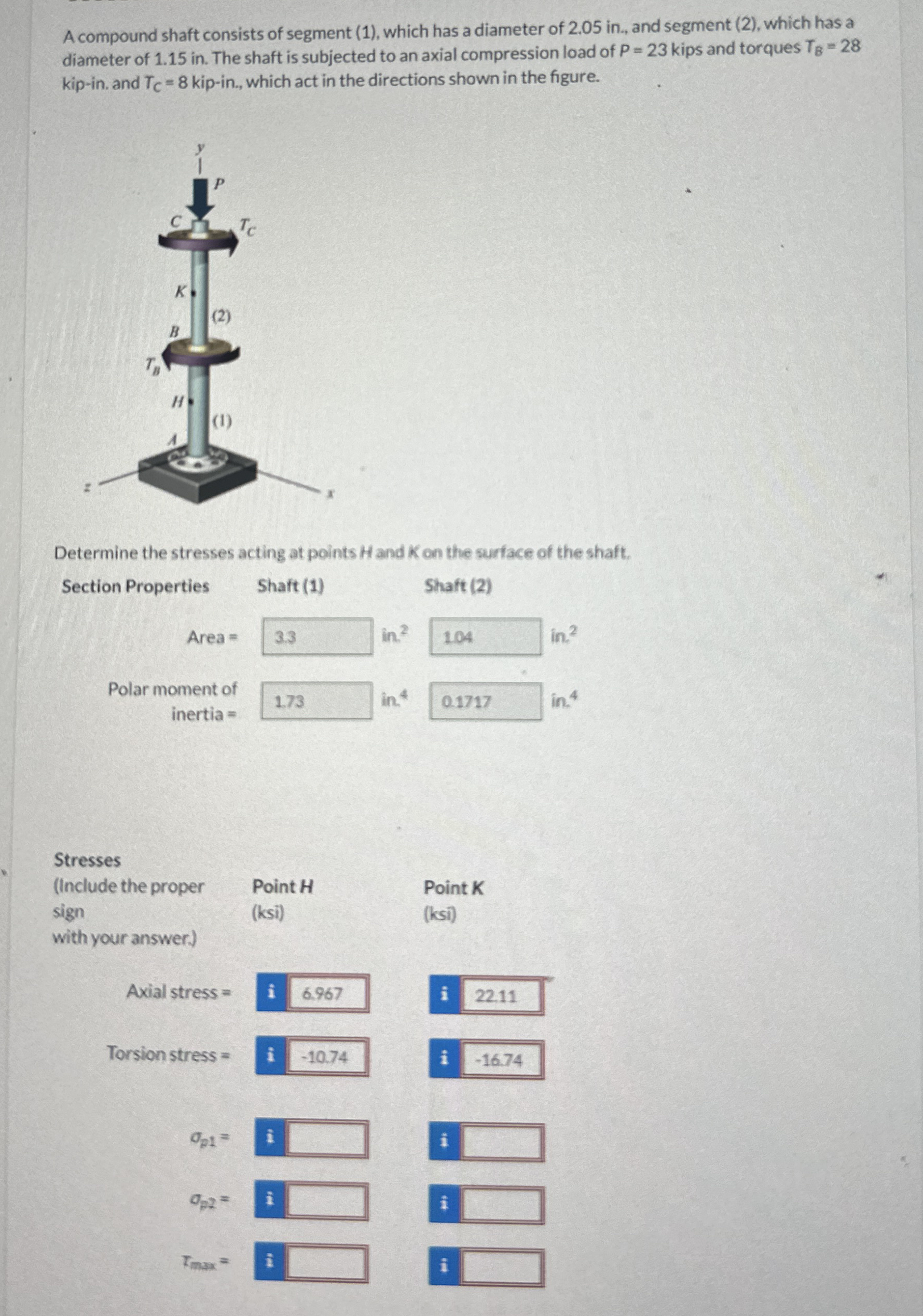 A compound shaft consists of segment ( 1 ) ,