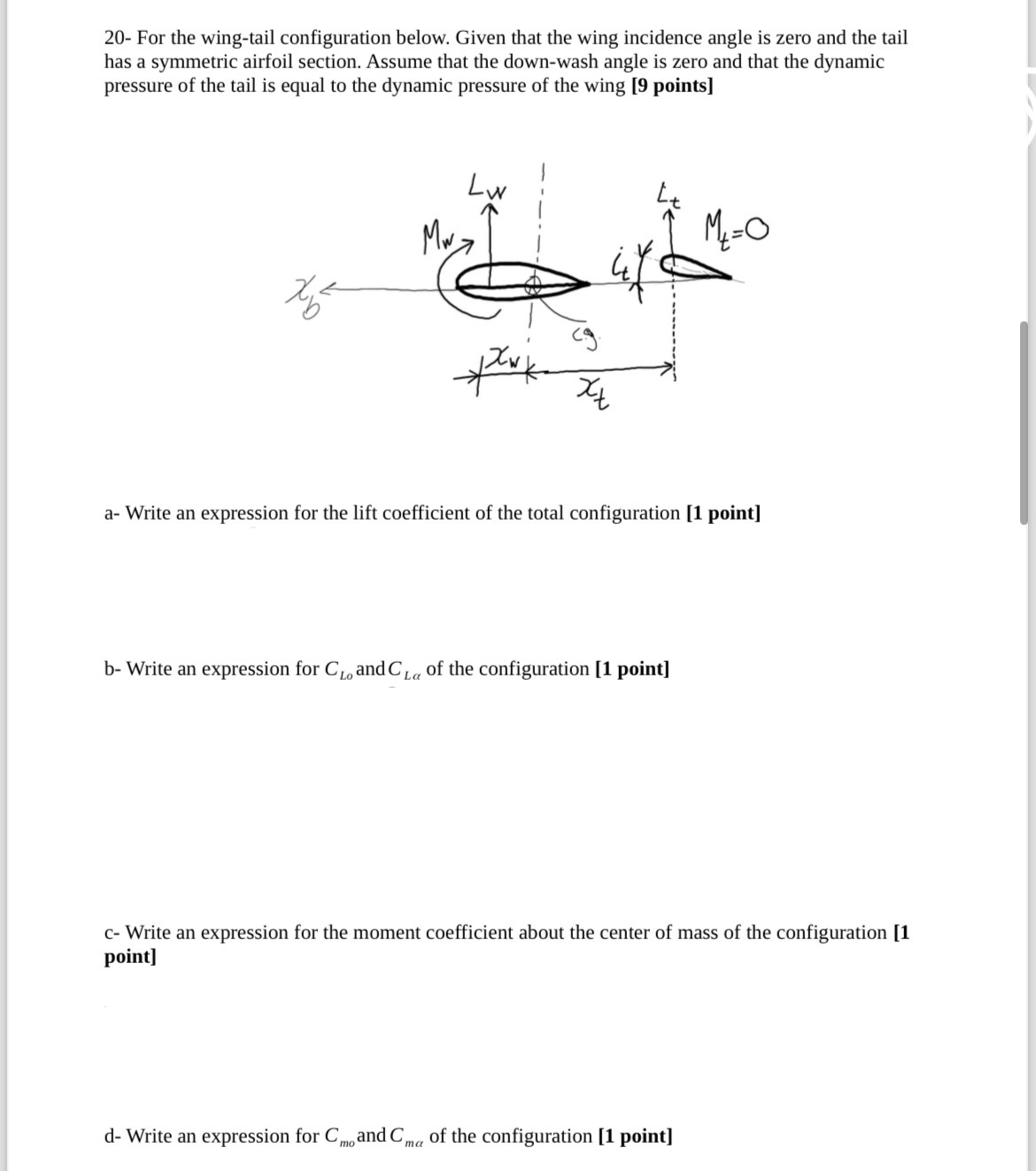 2 0 - For the wing - tail configuration below.