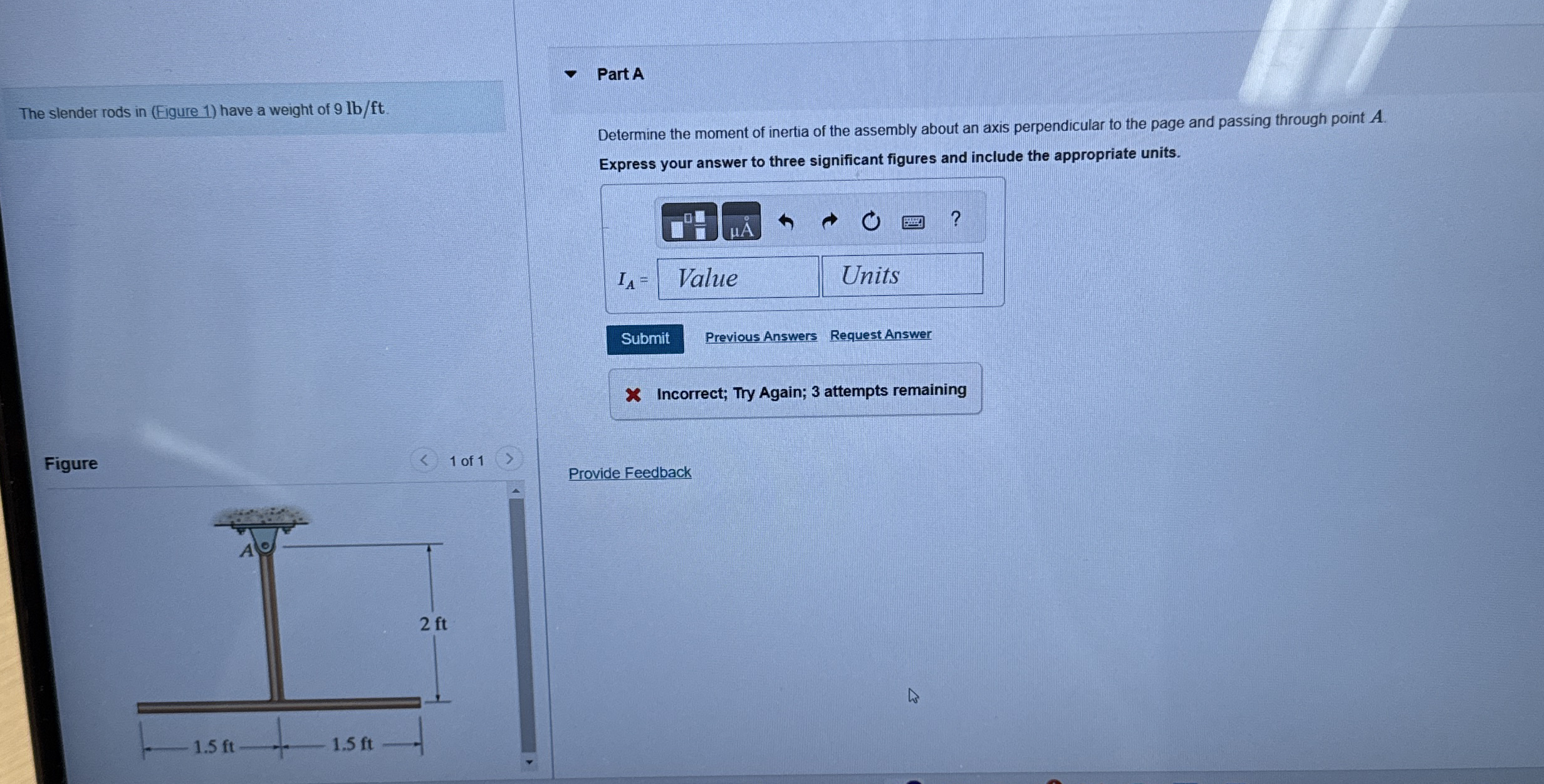 The slender rods in ( Figure 1 ) have a weight of