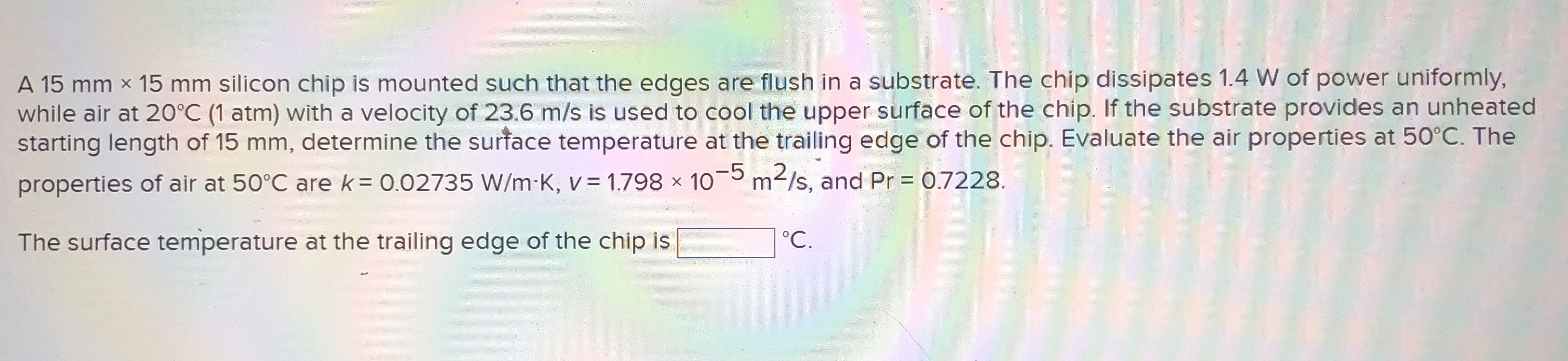 A 1 5 m m 1 5 m m silicon chip is mounted such