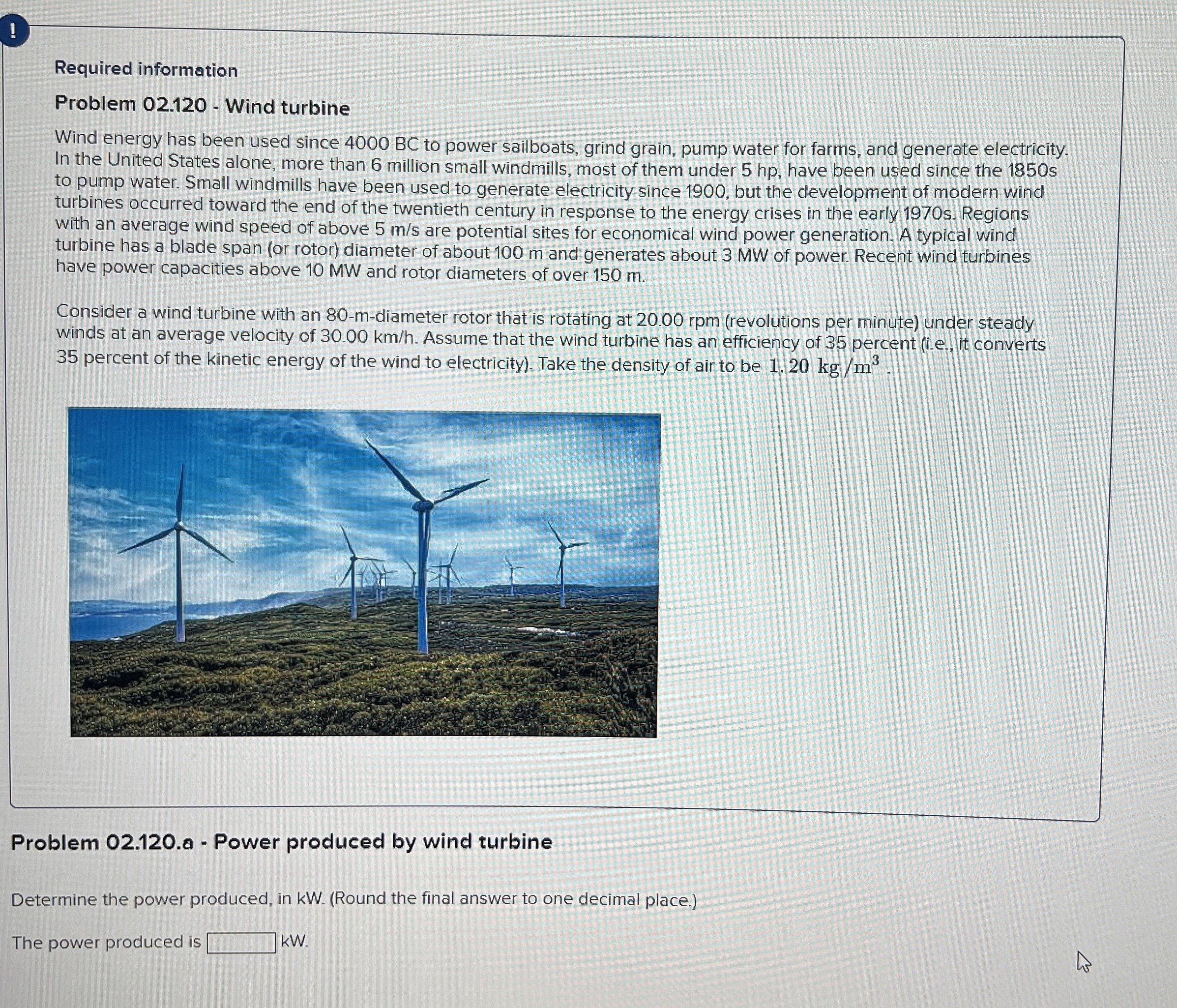 Problem 0 2 . 1 2 0 . a - Power produced by wind