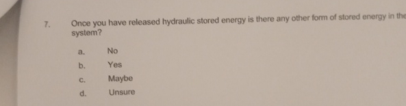 Once you have released hydraulic stored energy is