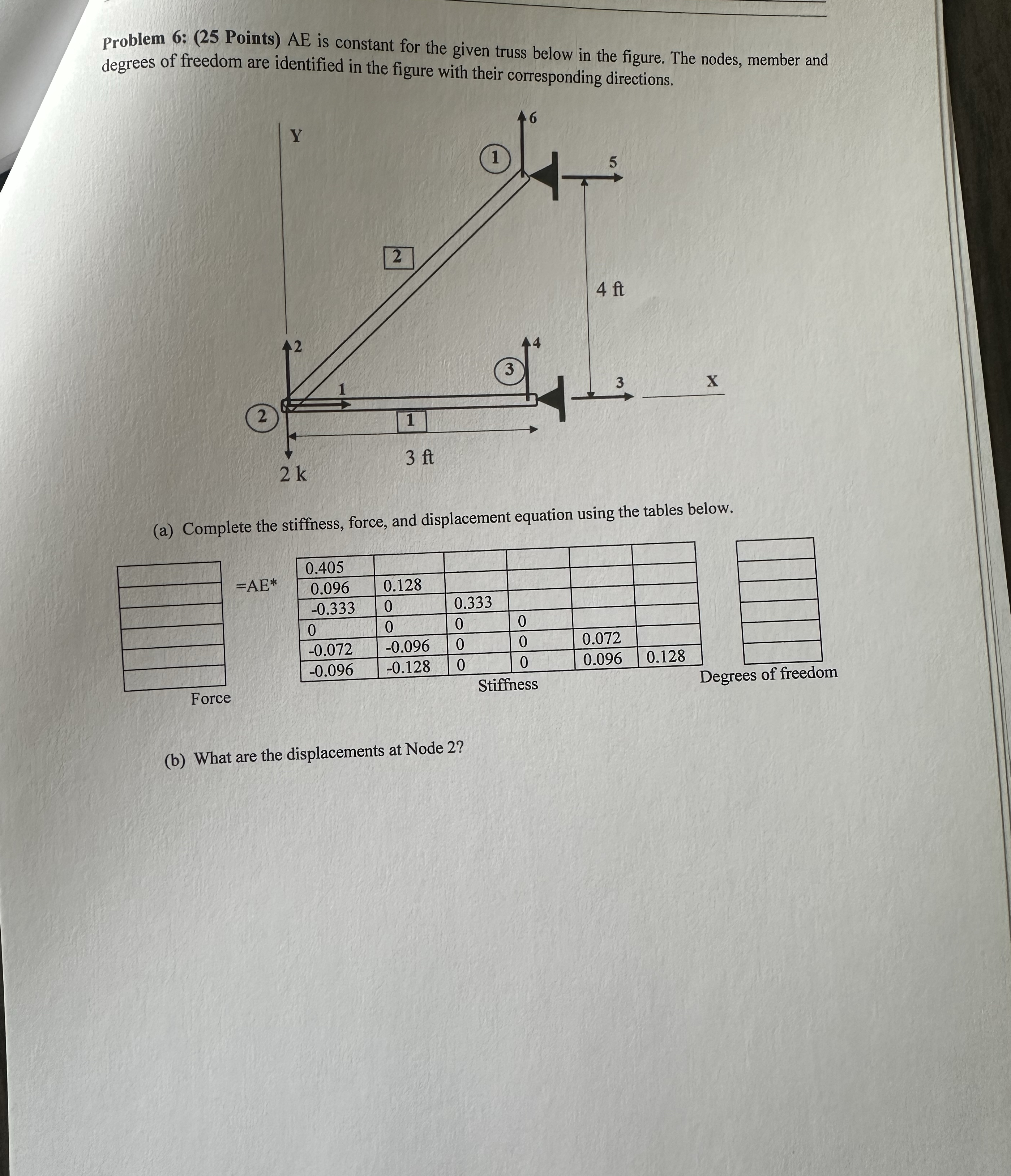 Problem 6 : ( 2 5 Points ) AE is constant for the