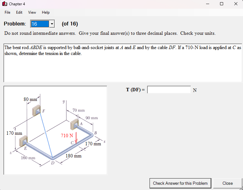 Chapter 4 File Edit View Help Problem: 1 6 ( of 1