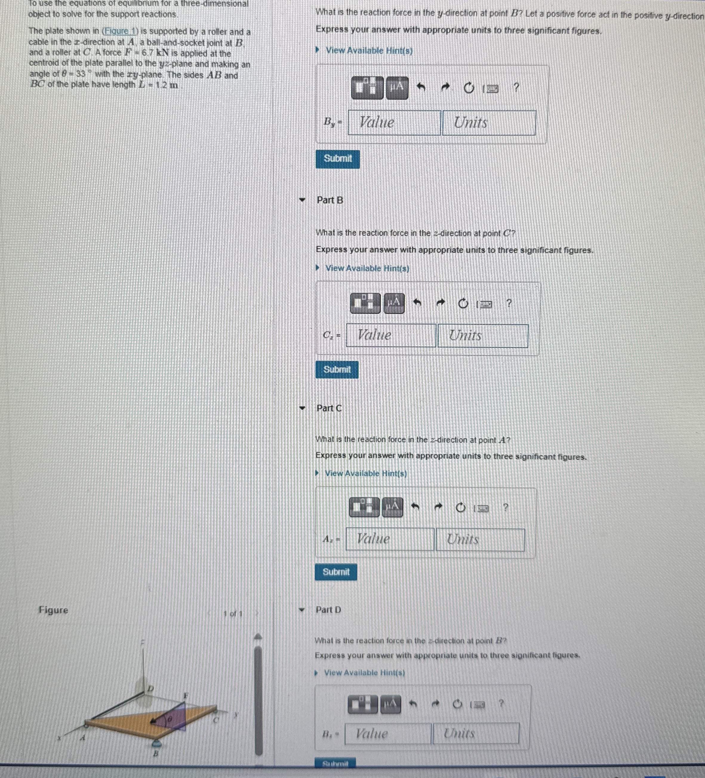 To use the equations of equilibrium for a three -