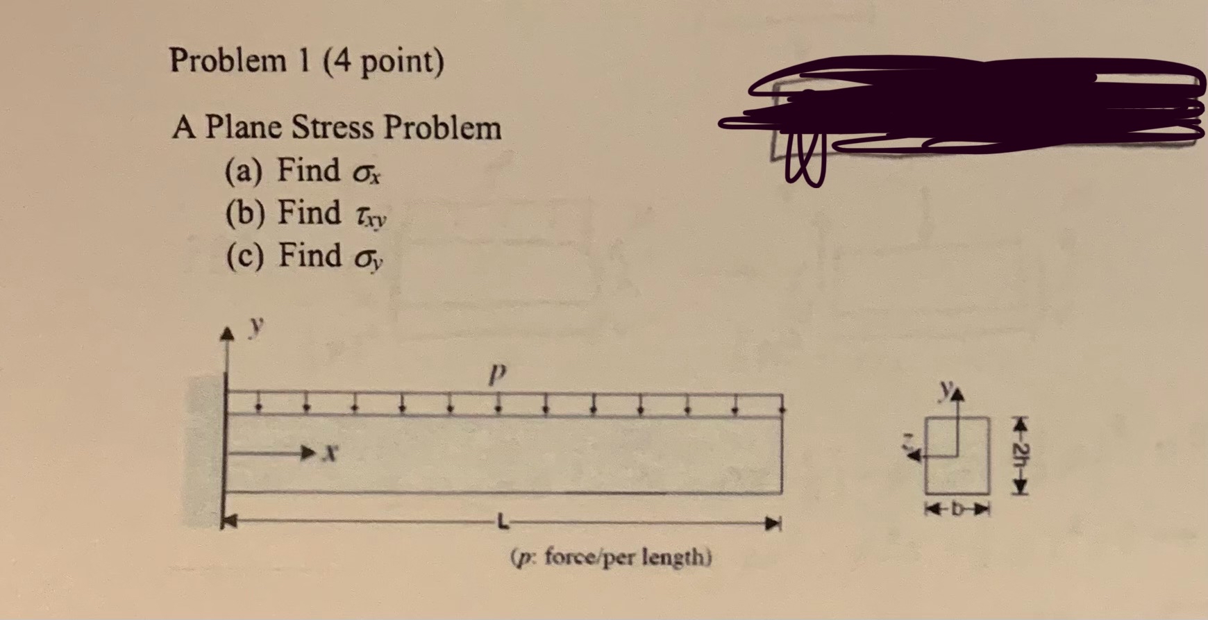 Problem 1 A Plane Stress Problem ( a ) Find x ( b