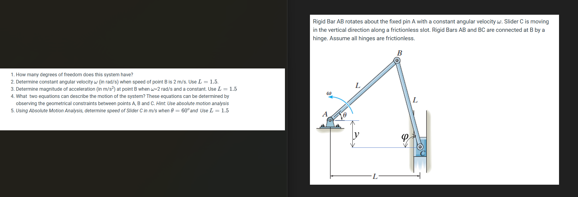 How many degrees of freedom does this system