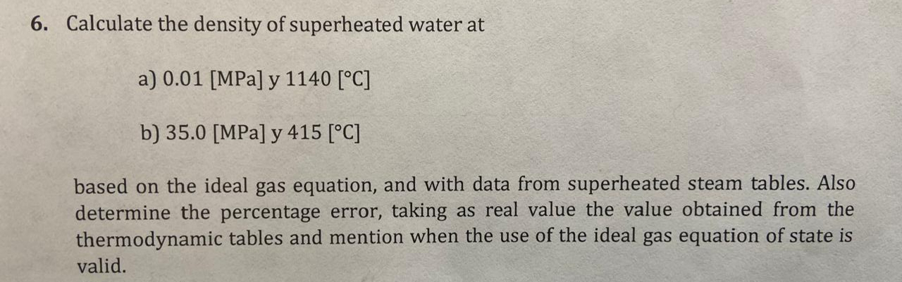 Calculate the density of superheated water at a )