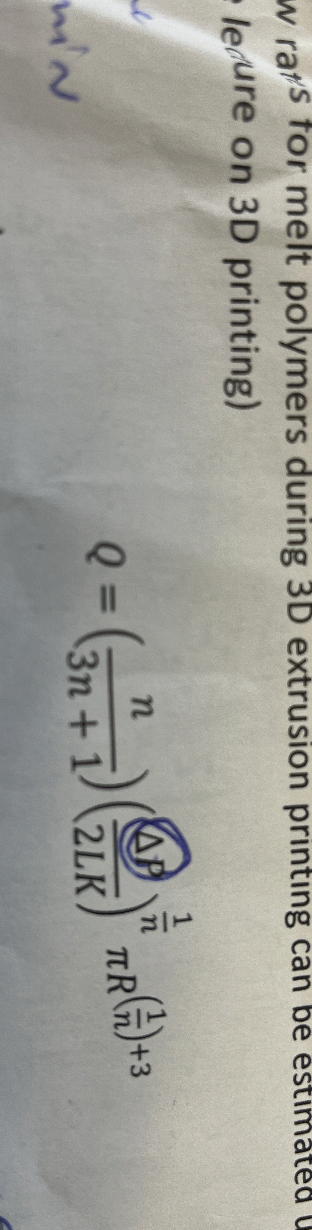 ledure on 3 D printing ) Q = ( n 3 n + 1 ) ( B 2