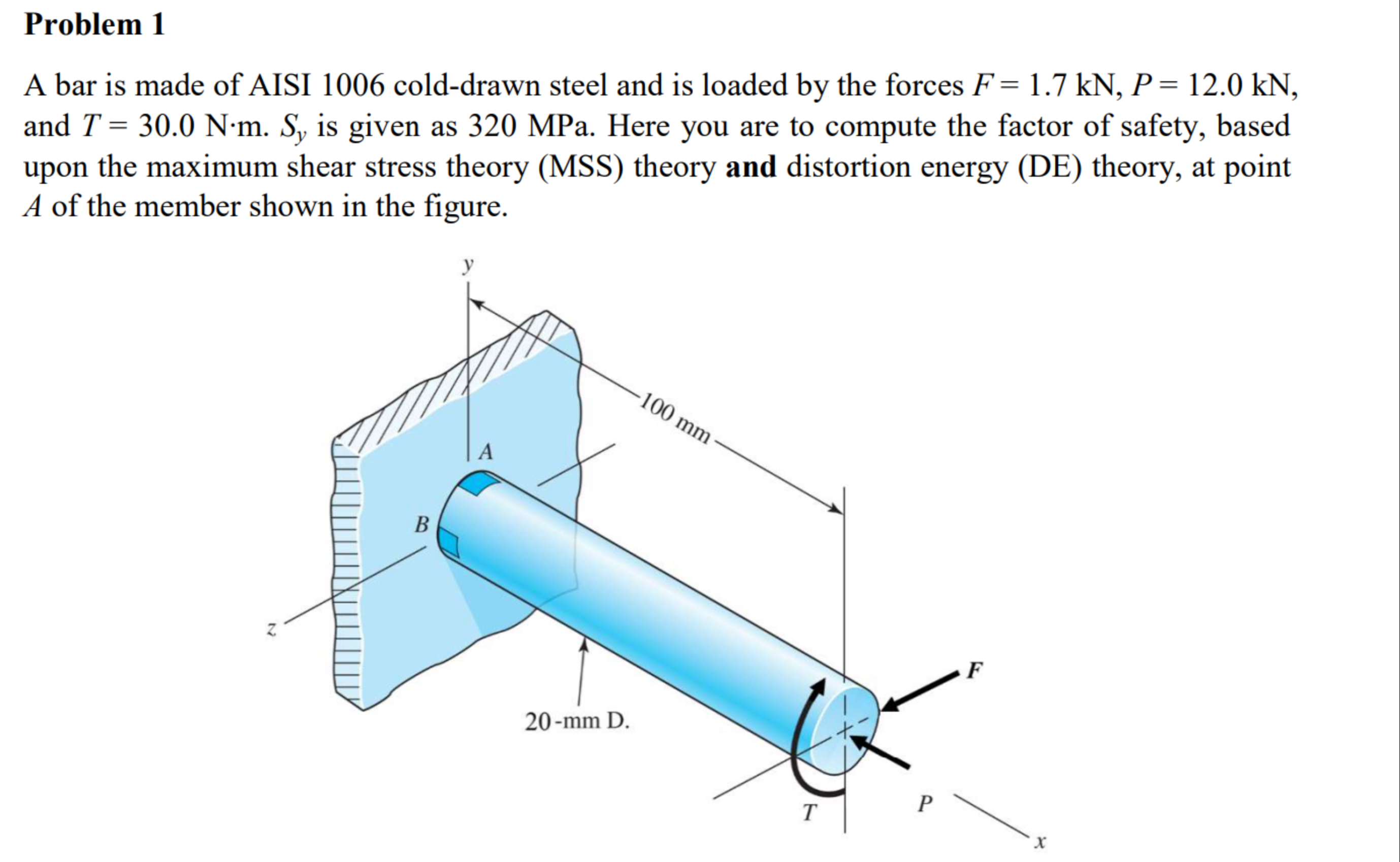 Problem 1 A bar is made of AISI 1 0 0 6 cold -