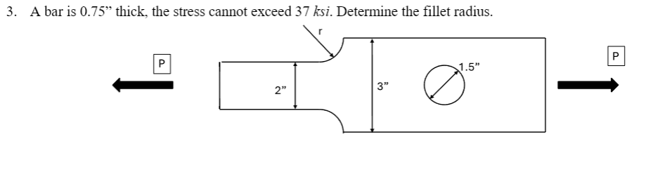 A bar is 0 . 7 5 thick, the stress cannot exceed