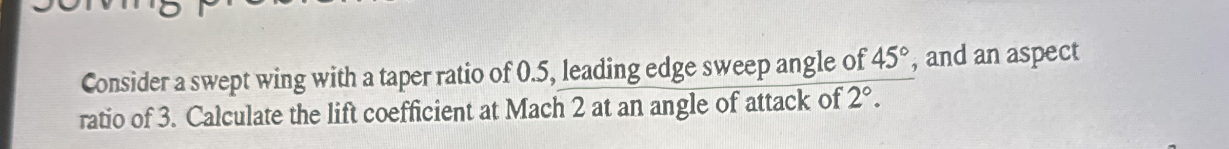Consider a swept wing with a taper ratio of 0 . 5