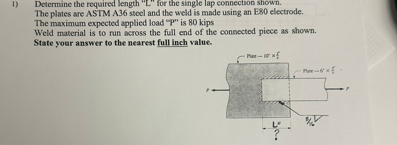 Determine the required length " L " for the