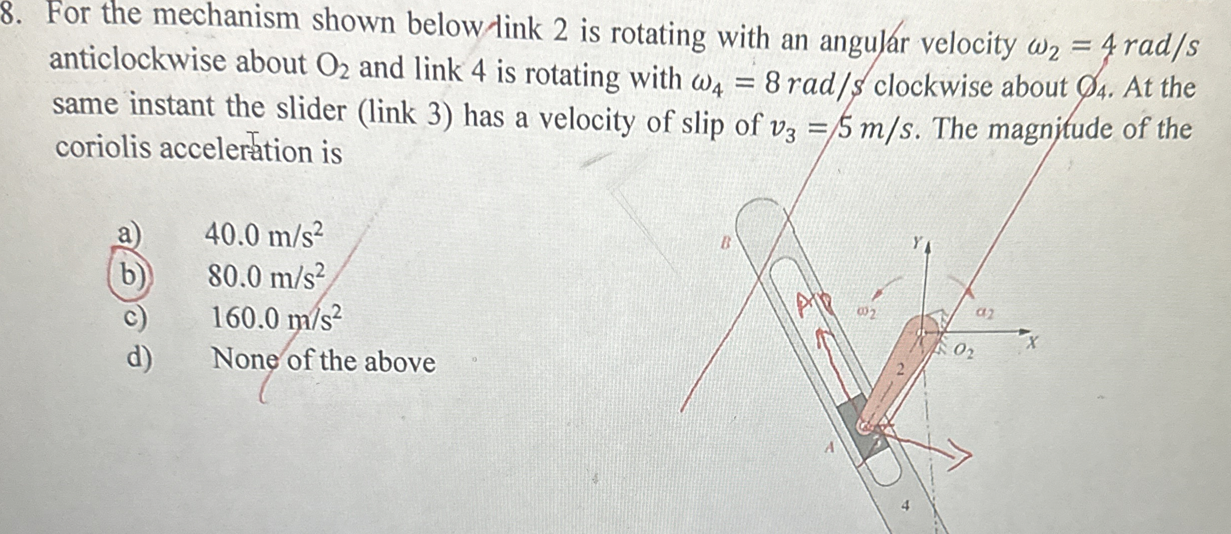 For the mechanism shown below ? ? link 2 is