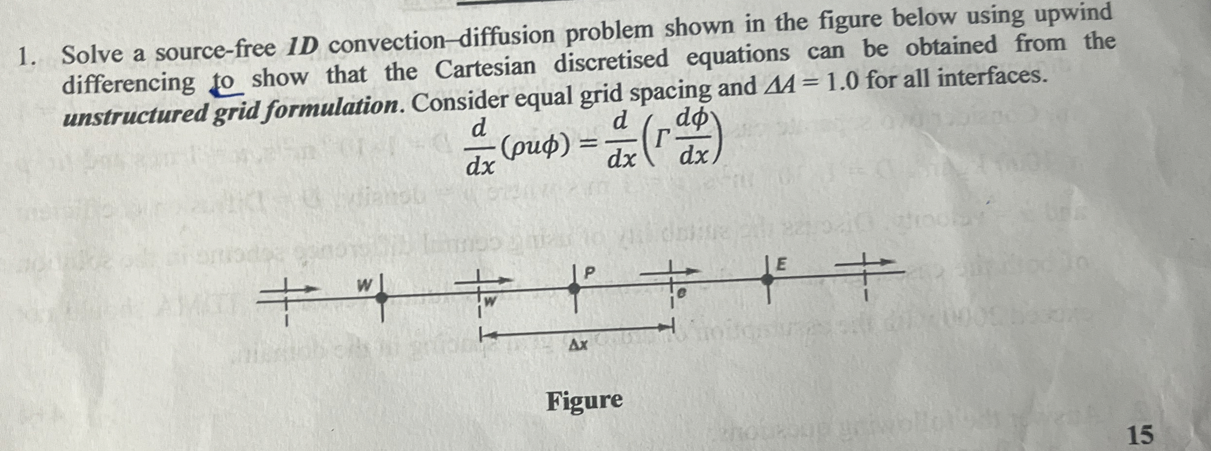 Solve a source - free 1 D convection - diffusion