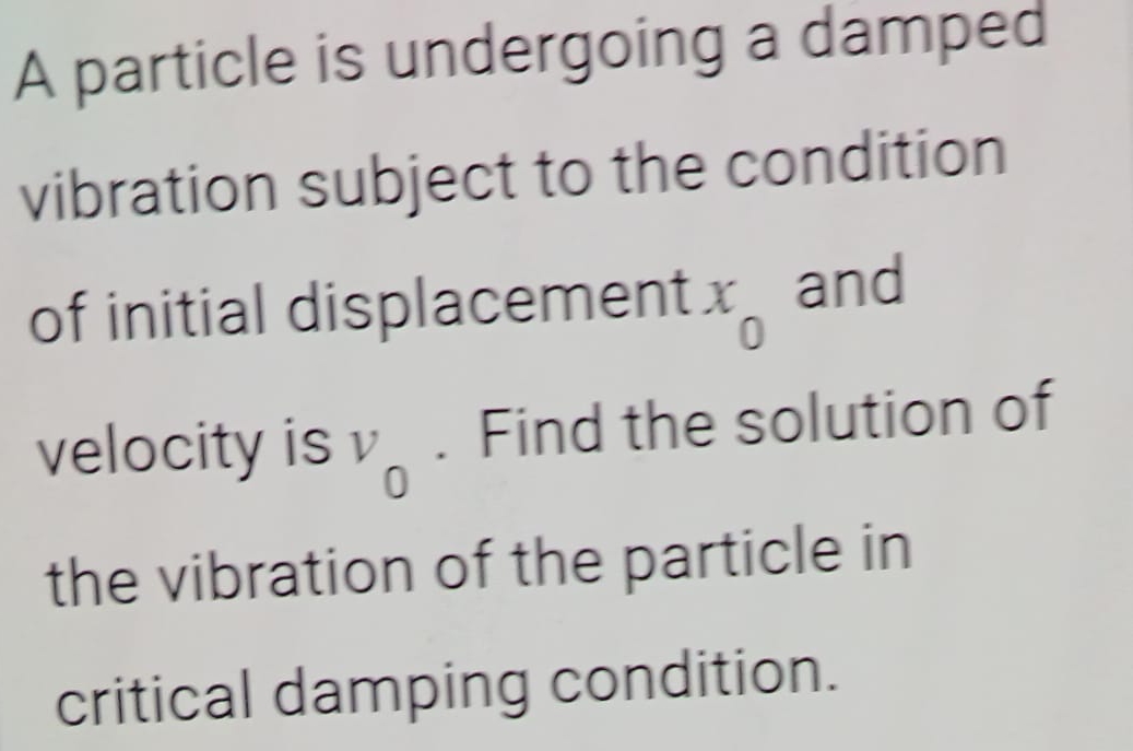 A particle is undergoing a damped vibration
