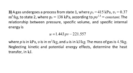 Agas undergoes a process from state 1 , where p 1