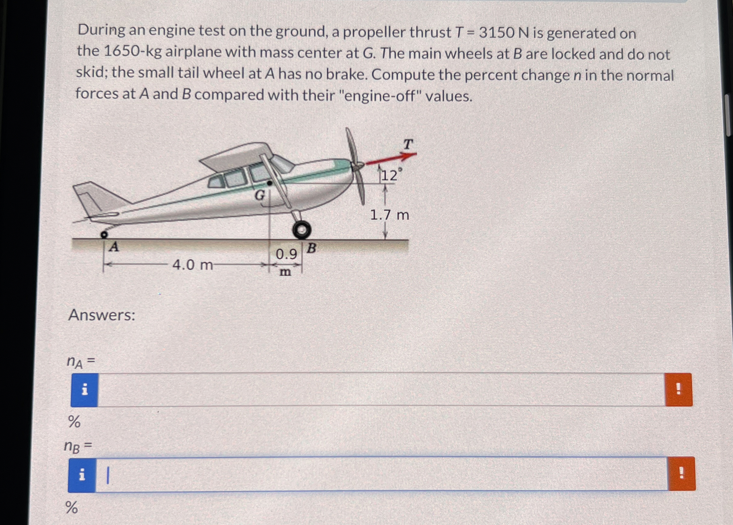 During an engine test on the ground, a propeller