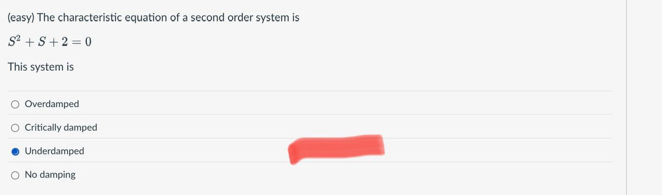( easy ) The characteristic equation of a second