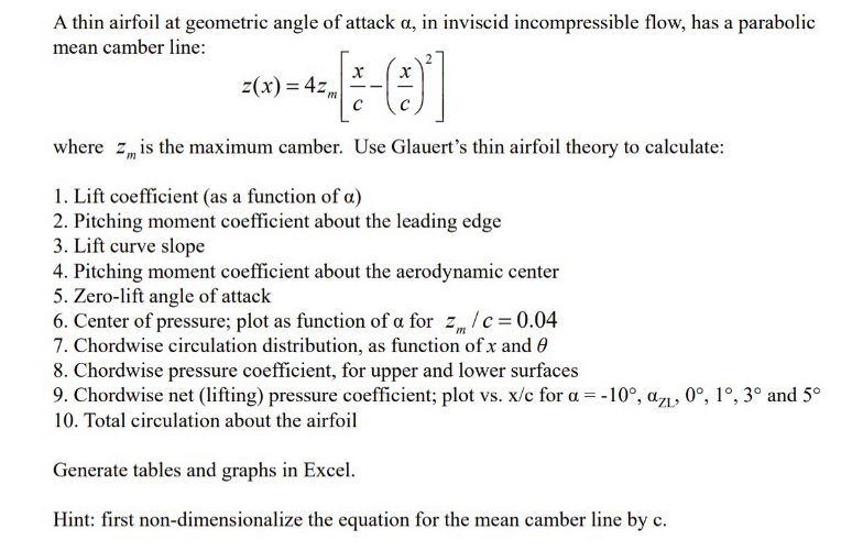 A thin airfoil at geometric angle of attack , in