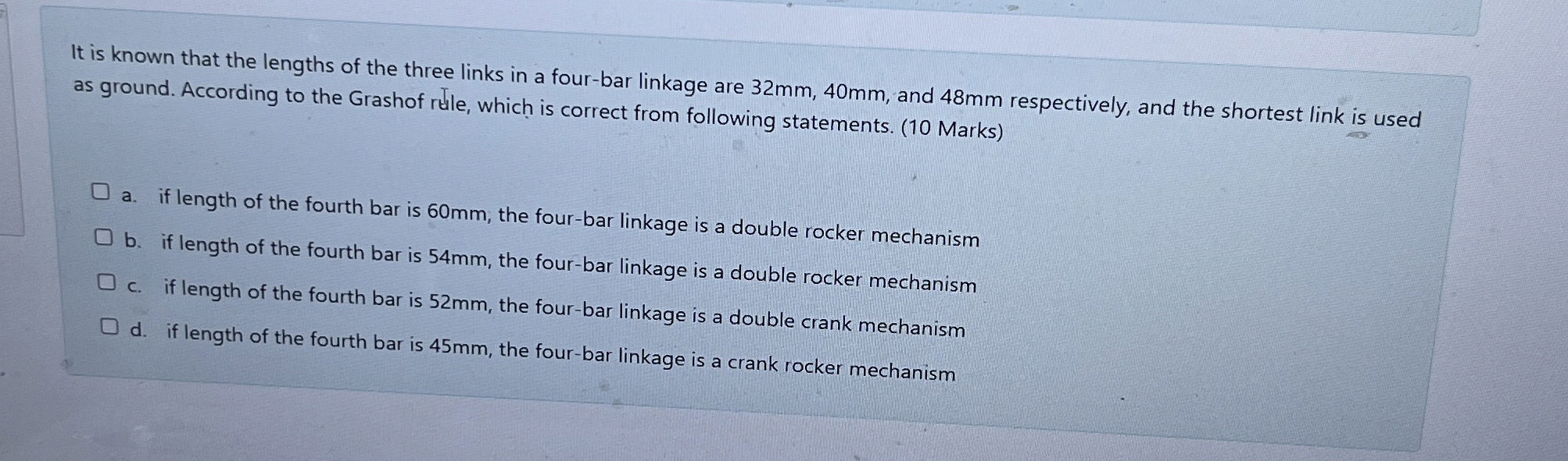 It is known that the lengths of the three links