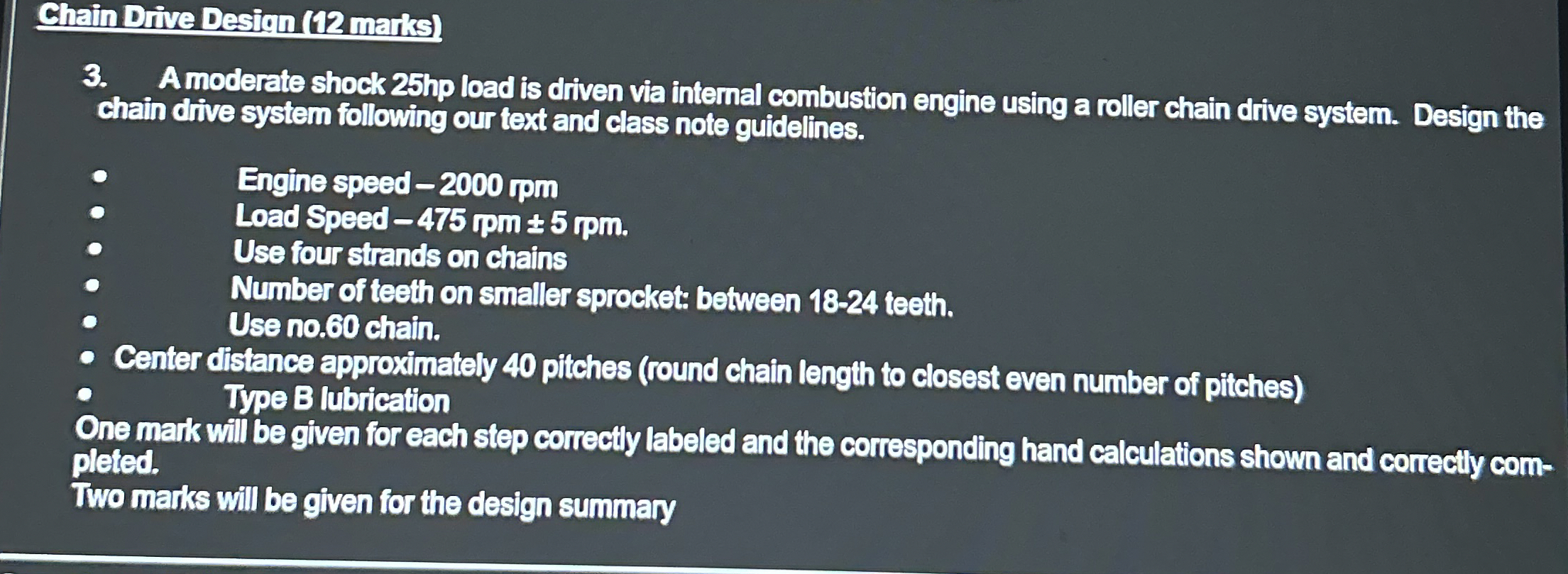 Chain Dive Desien ( 1 2 maths ) A moderate shock