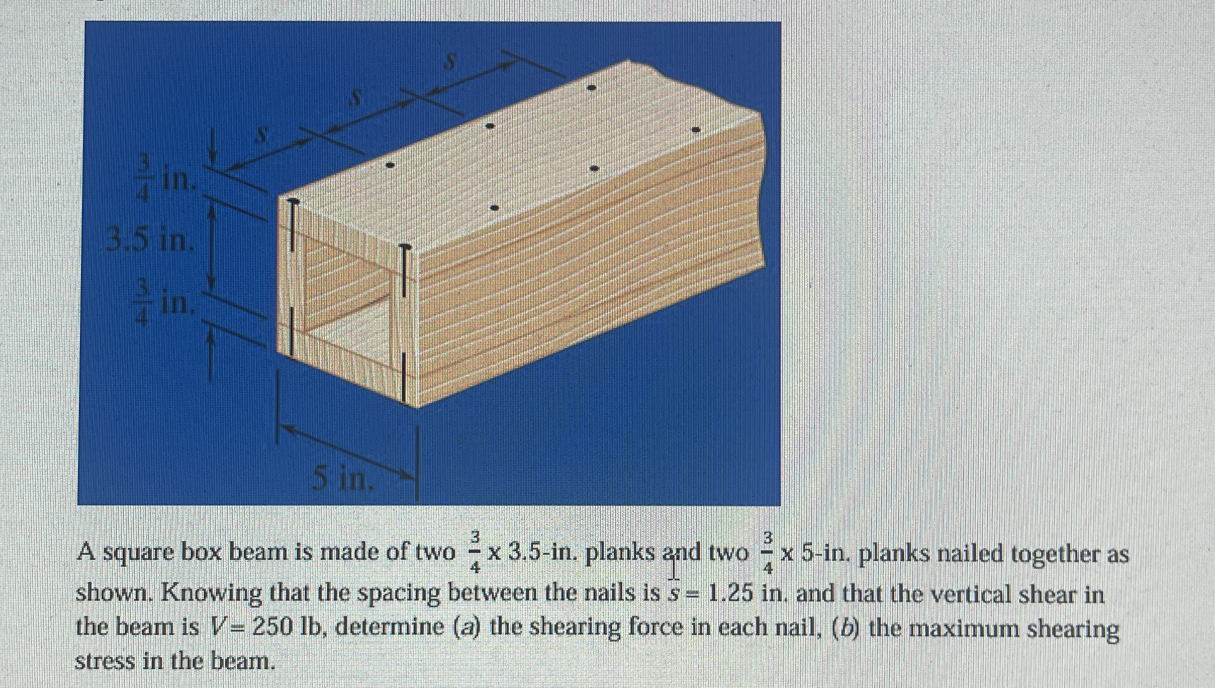 A square box beam is made of two 3 4 3 . 5 - in .