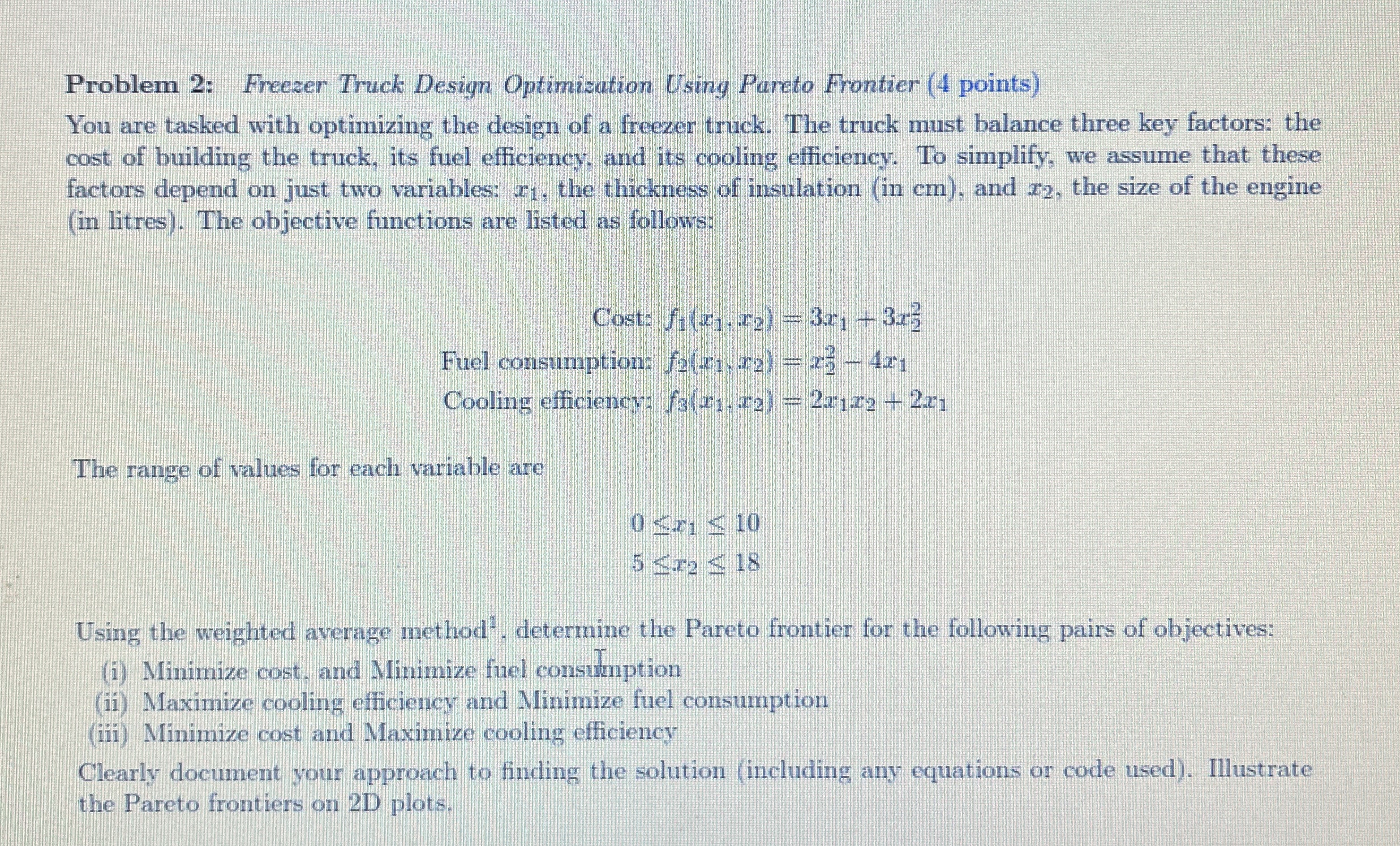 Problem 2 : Freezer Truck Design Optimization