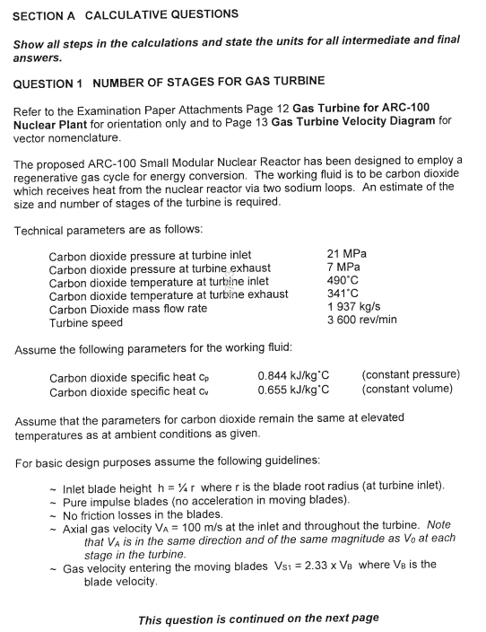 SECTION A CALCULATIVE QUESTIONS Show all steps in