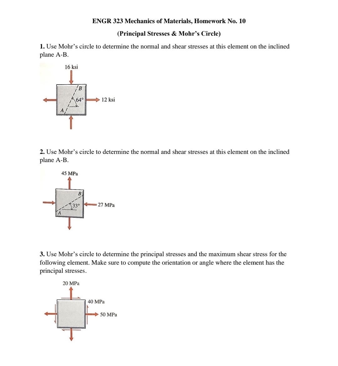 ENGR 3 2 3 Mechanics of Materials, Homework No .