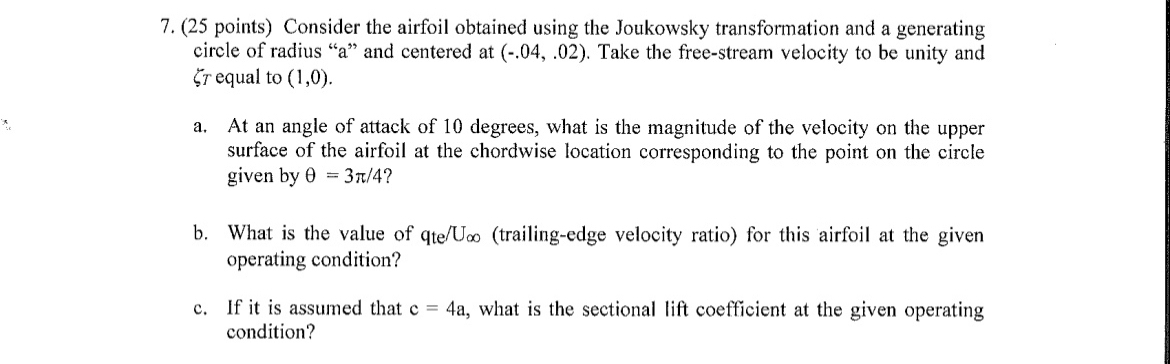 ( 2 5 points ) Consider the airfoil obtained